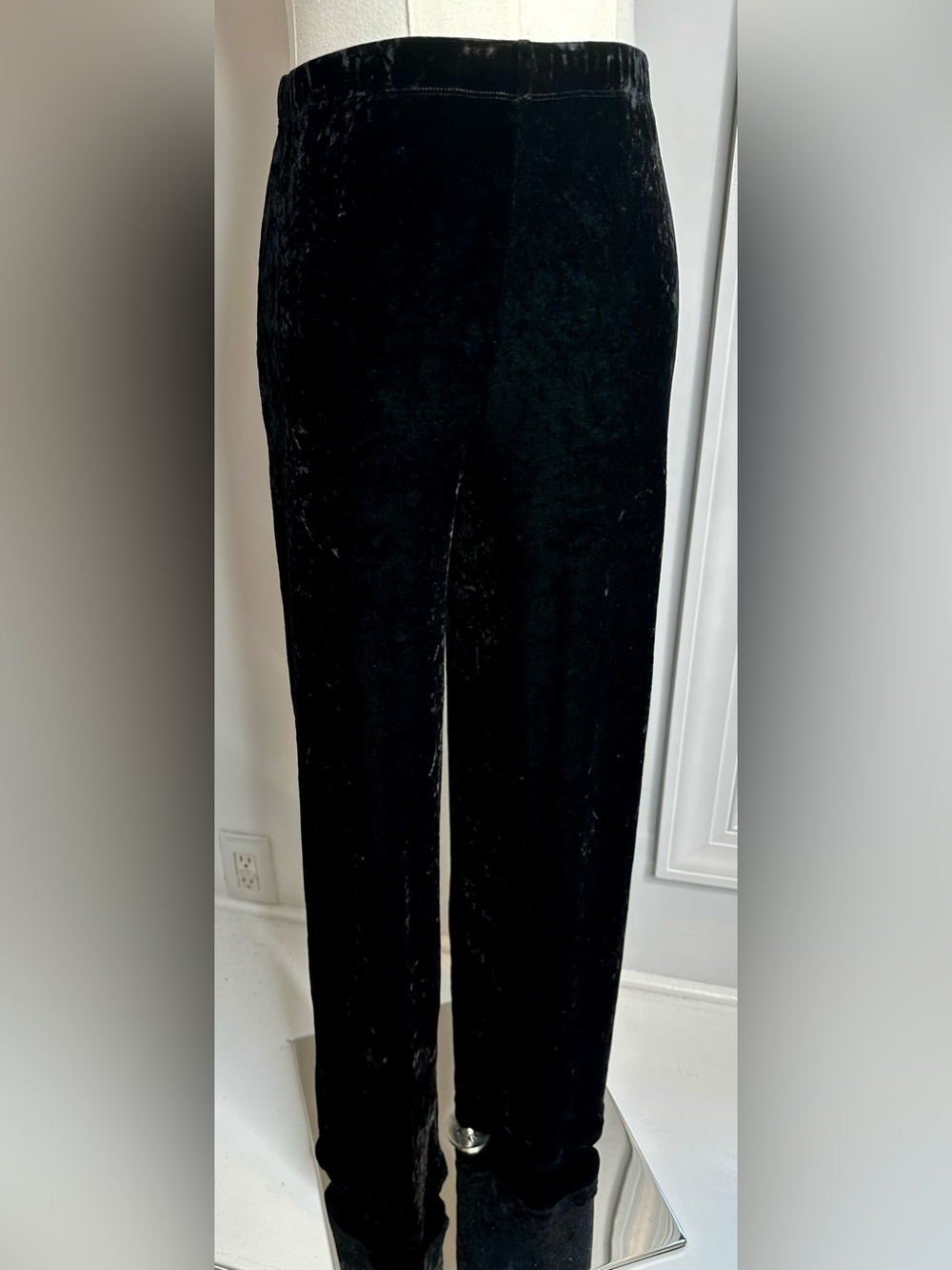 Étincelle Couture Paris Vintage Black Velvet Pants Size 2 Stretch Wide Leg